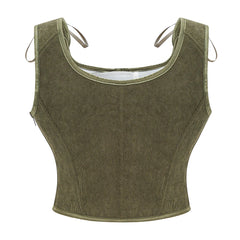 Women Victorian Vintage Corset | Front Lace Up Tank Top | Goth Lace Up Corset