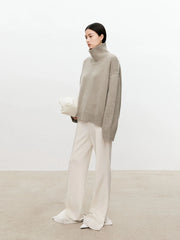 Women Soft Cashmere Sweater | Loose and Thick Turtleneck Pullover Knit