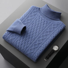 Men Merino Wool High-Necked Pullover | Warm Turtleneck Sweater