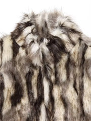 Women Vintage Loose Fur Coat | Stand Collar | Long Sleeve | Winter Furry Warm Coat