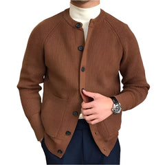 Men Wool Buttoned Crew Neck Sweater | Long Sleeve Casual Knitted Cardigan