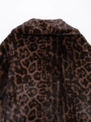 Women Winter Animal Print | Warm Fur Coat | Long Sleeve Lapel Coat | Leopard Print Coat