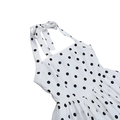 Women Polka Dot Vacation Mini Dress | High Waist | Ball Gown Dress | Sleeveless | Halter Neck
