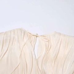 Women Flowy Mini Dress | V Neck | Long Sleeve | Spliced | Lace Up | Blouse Dress