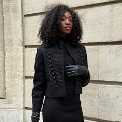 Women Napoleon Jacket | Elegant Office Short Coat | Stand Collar | Spring Jacket | Military Blazer