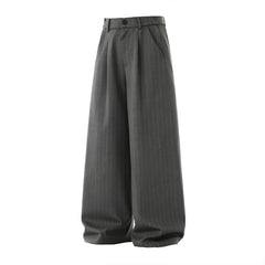 Men Classic Striped Pleated Wide Leg Trousers | Baggy | Straight | Dress Pants | Business