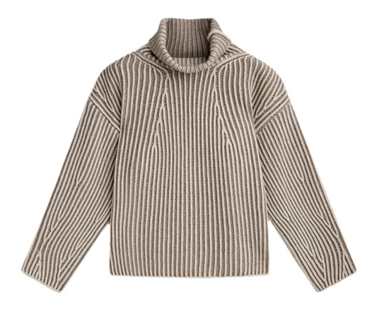 Women Loose High Neck Knit Top