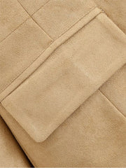Women Suede Fur Collar Coat | Long Sleeve | V-Neck | Warm | Slim Fit Jacket | Winter | Party | Streetwear