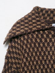 Women Oversized Knitted Jacket | Large Collar | Street Style | Geometric Pattern