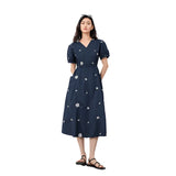 Women Embroidered Cotton Summer Dress