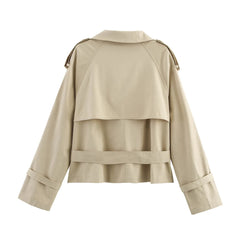 Women Short Trench Coat | Double Breasted With Belt | Windbreaker