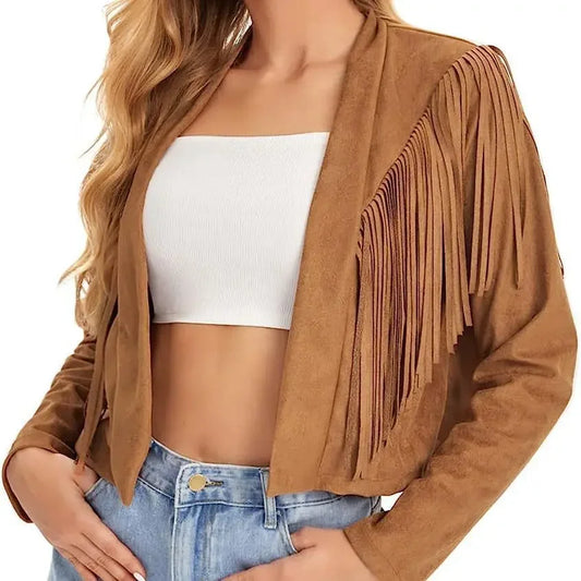Women Fringed Genuine Leather Jacket | Suede Cowboy Jacket | Fringe Jacket