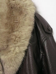 Women Winter Loose Leather Fur Jacket | Big Fur Collar | Casual Coat | Double Breasted