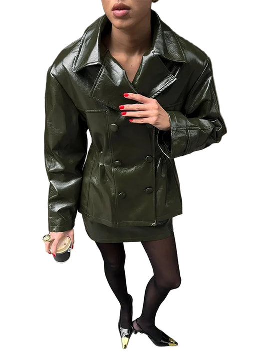 Women Vintage Leather Jacket | Skirt | Set | Vintage Short Leather Skirt