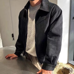 Brown Loose Lapel Plush Coat Men | Vintage Streetwear