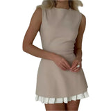 Women Elegant Mini Pleated Dress