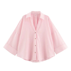Women Casual Loose Top | Wide Sleeve Shirt | Summer Minimalist Holiday Top