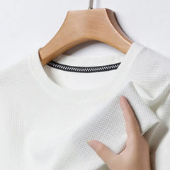 Men Waffle Round Neck Short Sleeve T-shirt | Summer Top