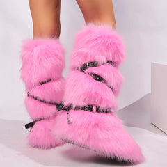 Women Winter Boots | Faux Fur Snow Boots | Warm Long Boots | Plush Over Knee | High Boots | Y2K | Furry Shoes