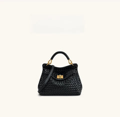 Women Leather Pillow Bag | Lock Clasp Handbag | Small Handbag | Shoulder Bag | Crossbody Bag