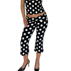 Women Low Rise Capri Trousers | Polka Dot Print Pants | Y2K | Slim Fit
