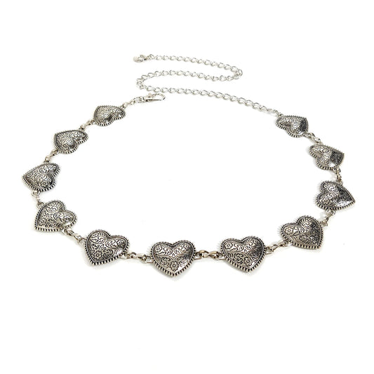 Women Boho Heart Waist Chain Belt | Gothic Belt | Jeans Belt