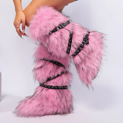 Women Winter Boots | Faux Fur Snow Boots | Warm Long Boots | Plush Over Knee | High Boots | Y2K | Furry Shoes