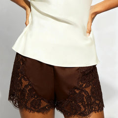 Women Satin Lace Trim Shorts | Boxer Shorts | Loungewear | Silk