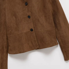 Women Suede Short Jacket | Long Sleeve | Autumn Jacket