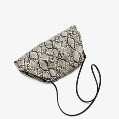 Women Leather Ruched Serpentine Dumpling Bag | Pouch Handbag | Cloud Clutch | Snake Pattern Shoulder Bag | Crossbody Bag