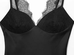 Women Satin Lace Top | Lace Corset Top | Black Backless Top | Camisole | Sleeveless Top | Party