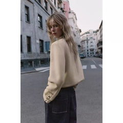 Women Buttoned Napoleon Jacket | Long Sleeves | Vintage | Cropped Coat | Military Jacket