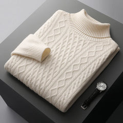 Men Merino Wool High-Necked Pullover | Warm Turtleneck Sweater