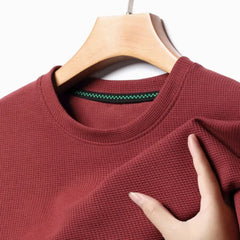 Men Waffle Round Neck Short Sleeve T-shirt | Summer Top