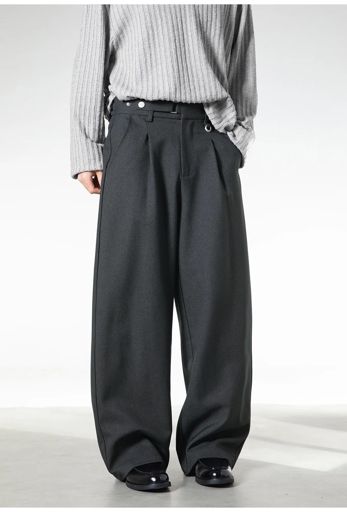 Men Loose Fit Dress Pants | Adjustable Buckle | Pleated