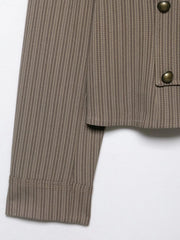 Women Short Coat | Spring | Striped Short Blazer | Long Sleeves | Napoleon Jacket
