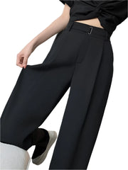 Women Basic Cotton Wide Trousers | Minimalist Loose Casual Office Pants