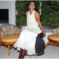 Women Vintage Leather Tassel Vest | Sleeveless | Backless | Halter Top