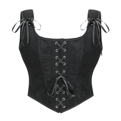 Women Victorian Vintage Corset | Front Lace Up Tank Top | Goth Lace Up Corset
