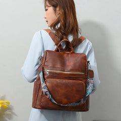 Women Vintage Leather Backpack | 3-in-1 Shoulder Bag