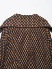 Women Oversized Knitted Jacket | Large Collar | Street Style | Geometric Pattern