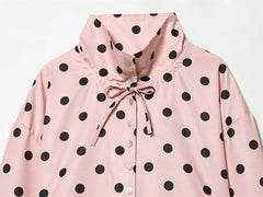 Women Polka Dot Jacket | Long Sleeve | Loose Coat