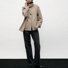 Women Winter Coat with Scarf | Long Sleeves | Round Neck