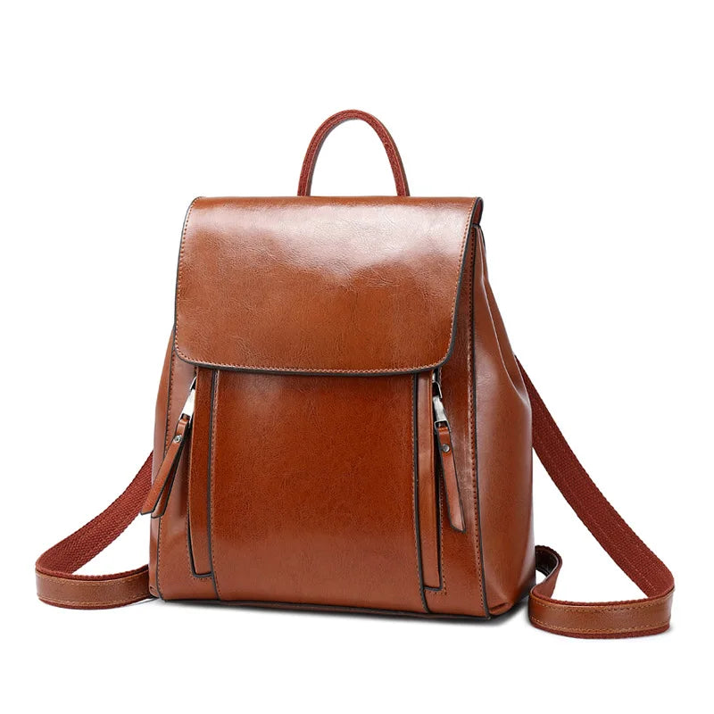 anti theft genuine leather backpack Women Square Genuine Leather Backpack