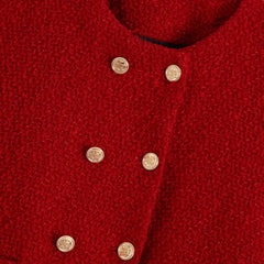 Women Vintage Cherry Red Tweed Blazer