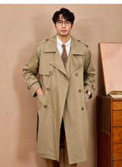 Men Long Trench Coat | Double Breasted | British Style | Spring | Autumn