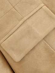 Women Suede Fur Collar Coat | Long Sleeve | V-Neck | Warm | Slim Fit Jacket | Winter | Party | Streetwear