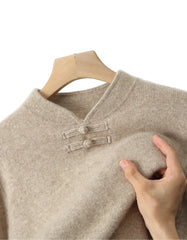 Men Pure Merino Wool Sweater | Long Sleeves | Stand-Up Collar | Pullover | Warm | Mock Neck Sweater