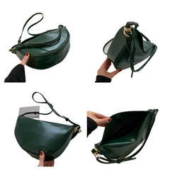 Women Large Capacity Leather Saddle Crossbody Bag