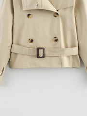 Women Short Trench Coat | Double Breasted With Belt | Windbreaker